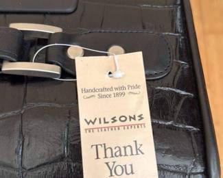 Wilson's The Leather Experts Crocodile Embossed Rolling Briefcase