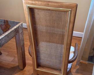 Cane Back Dining Chair with Upholstered Seat