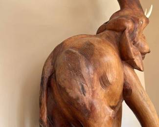 Vintage Wooden Elephant Sculpture