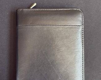 Black Leather Zip-Around Organizer Wallet
