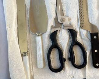 Vintage Cake Knife and Server Set with Shears