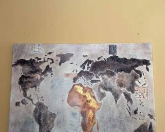 World Map Mixed Media Art