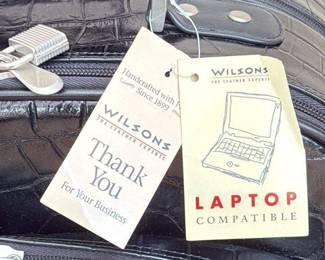 Wilson's The Leather Experts Crocodile Embossed Rolling Briefcase