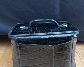 Black Crocodile Embossed Vanity Case