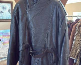 Men's Black Leather Jacket with Fur Collar