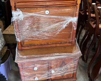Folky wood drop front desk