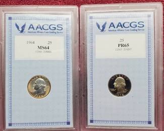 1964-D MS64 & 1978 PR65 Washington Quarters