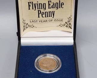 1858 Flying Eagle Cent in Display Case