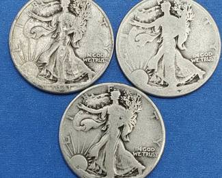 (2) 1941 & (1) 1942 Walking Liberty Half Dollars 90% Silver