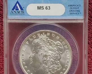 1885-O Morgan Silver Dollar, ANACS Certified MS63