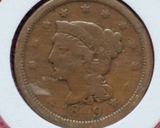 1849 Large Cent in Airtite