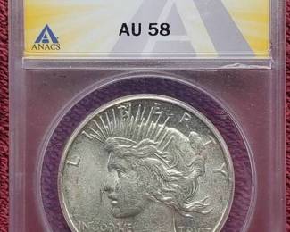 1925-S Peace Silver Doillar ANACS AU58