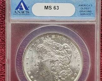1877 Morgan Silver Dollar, ANACS Certified MS63