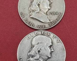 2 Franklin Half Dollars 90% Silver