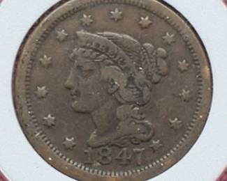 1847 Large Cent in Airtite