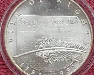 1991 Bill of Rights 1 toz. .999 Silver in Case