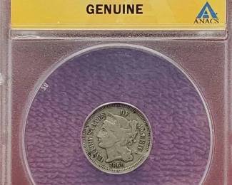 1869 3-Cent Nickel ANACS