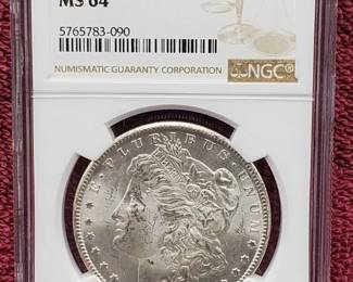 1884-CC Morgan Silver Dollar, NGC Certified MS64