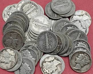 1 Roll (50) Mercury Dimes 90% Silver