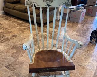 Vintage Stenciled Hitchcock Gold Harvest Wooden Rocking Chair 