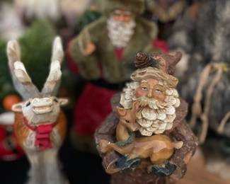 Vintage Chris Thomas Resin Santa with Deer