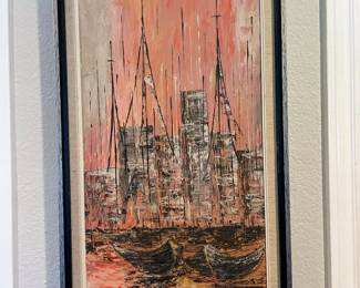 Mid Century Sailboat oil painting by Kaye Oakes