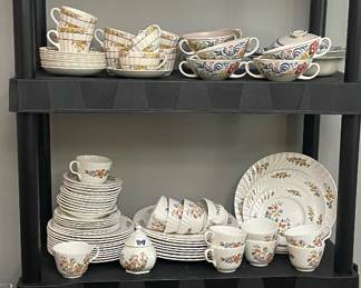 Vintage Truda Carter Poole Pottery Dishes, Aynsley Cottage Garden Dinnerware China, Mid Century Royal Swirl China