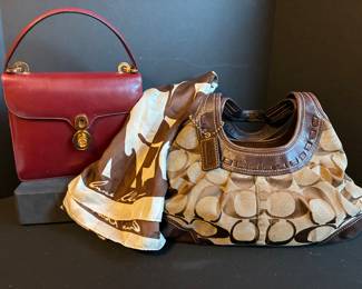 vintage Coach and Gucci handbags