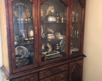 China Cabinet and Silver inside cabinet- Silver tea sets and serving ware
