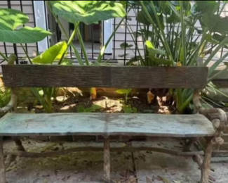 Solid Bronze Faux Bois Garden Bench