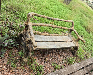 Solid Bronze Faux Bois Garden Bench