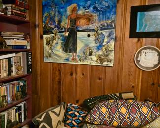 Art, pillows, fabric,  more books