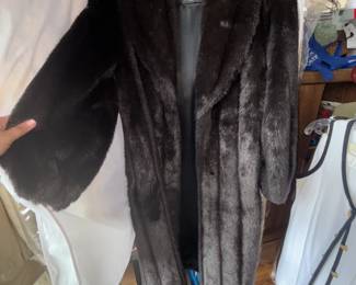Monterey Fashions black fur coat 