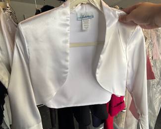 Satin white shrug long sleeve 