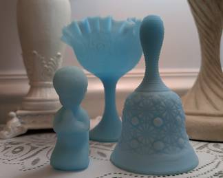 Fenton blue satin glass