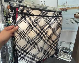 Black and White plaid mini pencil skirt WHBM