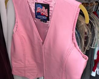 Pink leather vest 