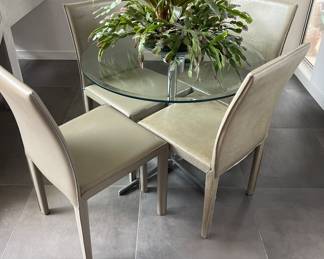 Small glass dining table 5 chairs $500
