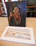 Mayan Indian oil painting on board 17 x 24"
Pastel beach scene by Rief Snyder 21 x 9 1/2"