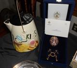Vintage Cookie Jar & Faberge Rosebud Egg