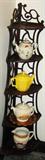 Corner shelf with tea pots & pitchers