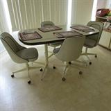 Retro Modern Dinette Set including Table & 4 Rolling Chairs