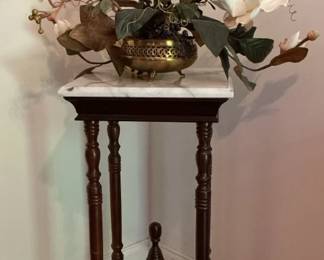 Marble Topped Table with Floral Decor