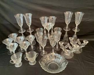 Cambridge Rose Etched Glassware
