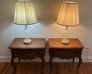 Drexel Bedside Tables Crystal Lamps