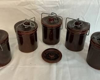 Brown Stoneware Canisters