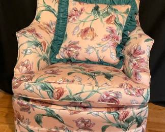 Pink Floral Upholstered Chair 