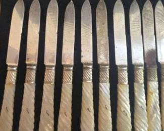 Vintage Dessert Knife set of 12 with Mother of Pearl handle
