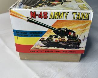 Vintage M-48 Army Tank Battery Operated Toy with Mystery Action