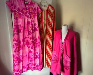 Vibrant Vintage Floral and Striped Robes with Soft Pink Cover-Up